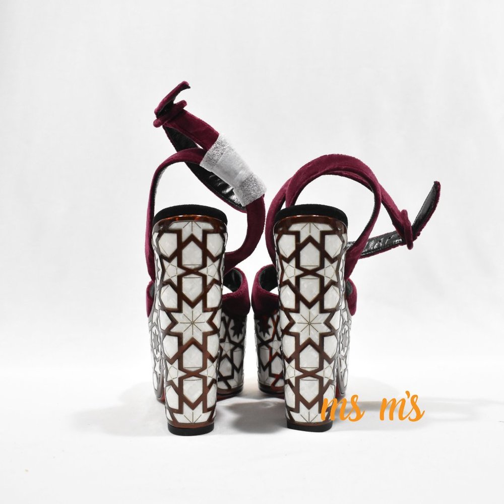 NIB CHRISTIAN LOUBOUTIN Velvet Platform Sandals Heels - Picture 7 of 9